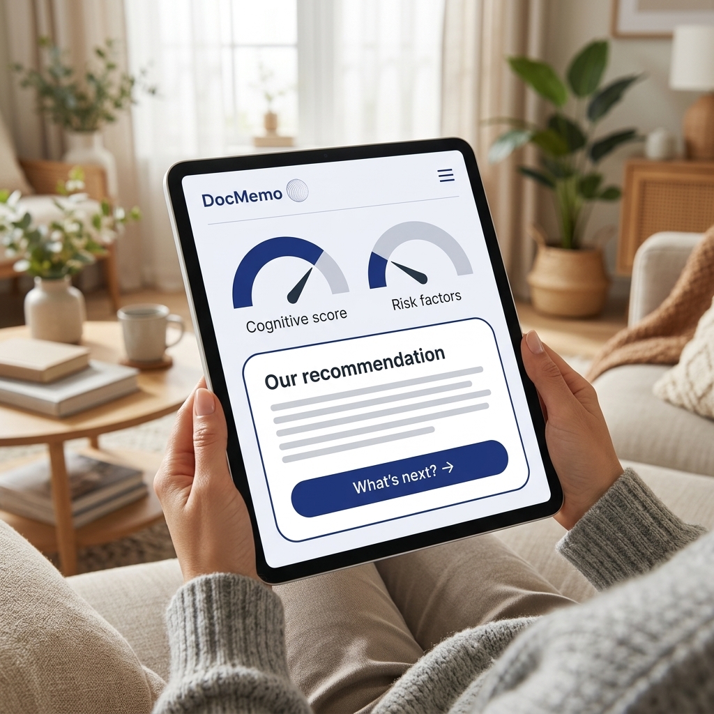 DocMemo visual results dashboard on tablet